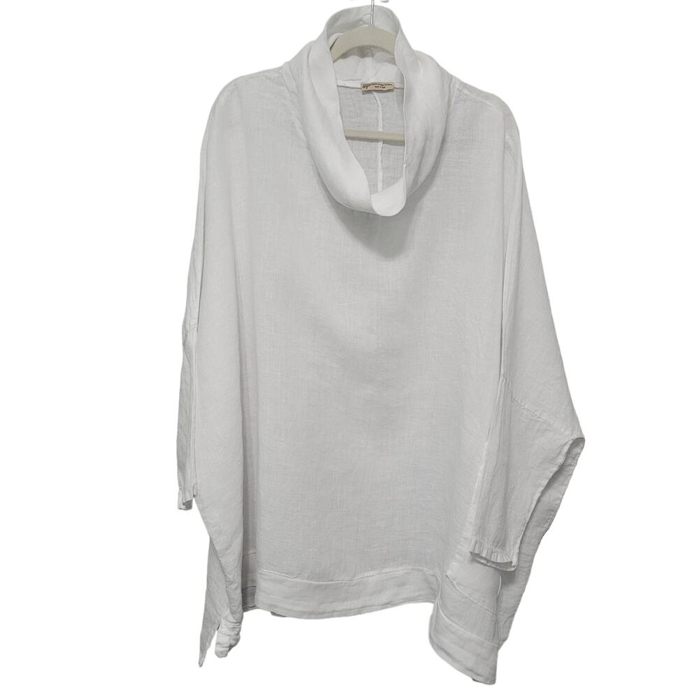 Pure Linen Women's Cowl Blouse Size M Italy